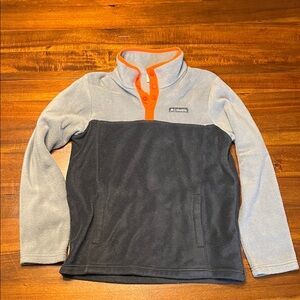 Kids Columbia Two-Tone Fleece Pullover in Gray and Orange